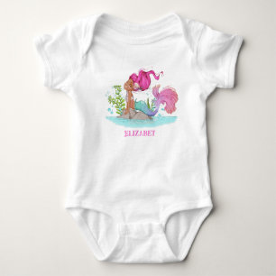 Brown Little Mermaid Baby Shower Baby Bodysuit