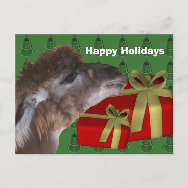 Brown Llama Farm Animal Christmas Holiday (Front)