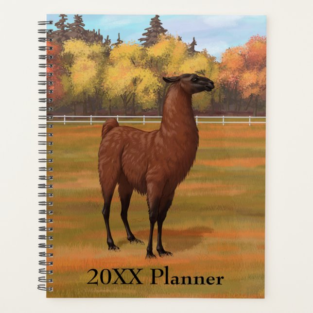 Brown Llama in Autumn Farm Pasture Planner (Front)