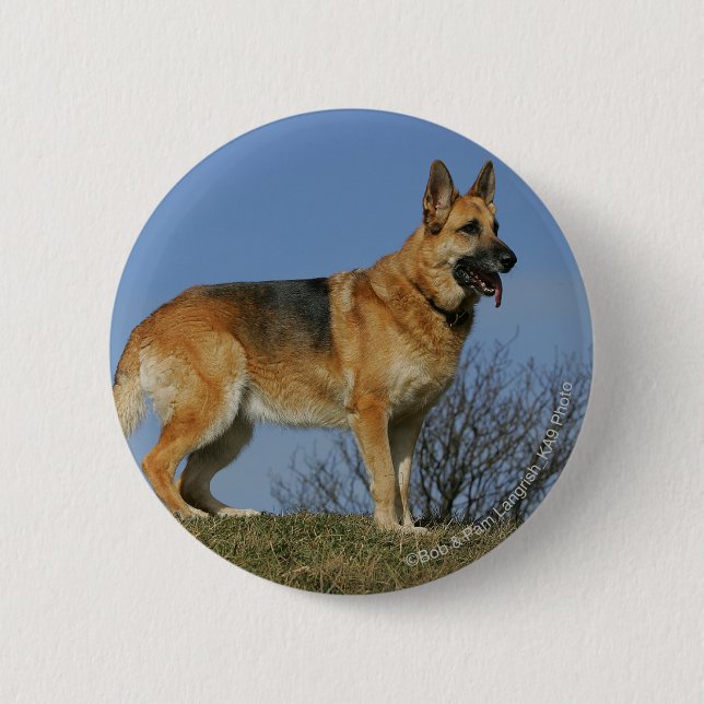Brown Long Haired German Shepherd 2 2 Inch Round Button (Front)