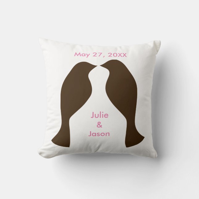 Brown Love Birds - Square Pillow (Front)