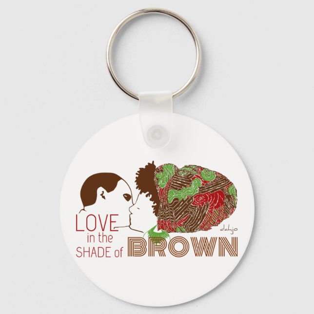 BROWN LOVE in GREEN & RED Keychain (Front)