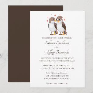 Brown Lovebirds Wedding Invitation - Love Bird