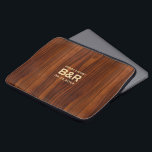 Brown Mahogany Wood Wedding Monogram Laptop Sleeve<br><div class="desc">Personalize your bath mat with your initials and your wedding date.
Brown mahogany wood background,  simple,  minimalistic,  and elegant design. Give this as a wedding gift or customize it for any occasion.</div>