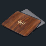 Brown Mahogany Wood Wedding Monogram Laptop Sleeve<br><div class="desc">Personalize your bath mat with your initials and your wedding date.
Brown mahogany wood background,  simple,  minimalistic,  and elegant design. Give this as a wedding gift or customize it for any occasion.</div>