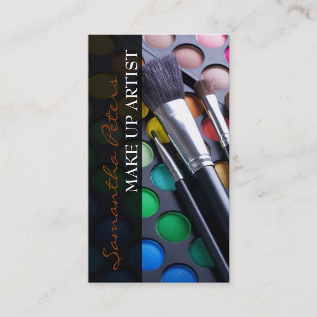 Brown Make Up Artist Palette Brush Business Card (Front)