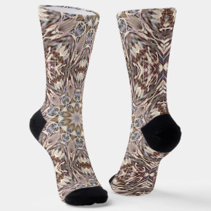 Brown Mandala Art Psychedelic Style Socks