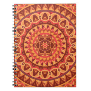 Brown Mandala Earthy Boho Cozy Geometric Pattern Notebook