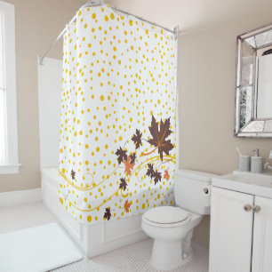Brown maple leaves and yellow polka dots fall