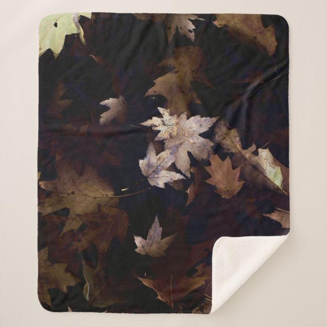 BROWN MAPLE LEAVES SHERPA BLANKET (Front)