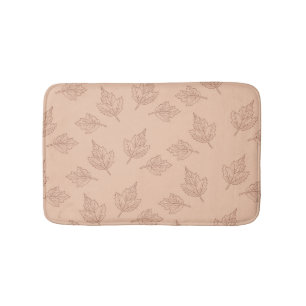 Brown Maple Leaves Vintage Line Leaf Pattern Bath Mat