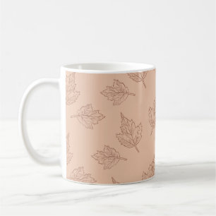 Brown Maple Leaves Vintage Line Leaf Pattern Coffee Mug
