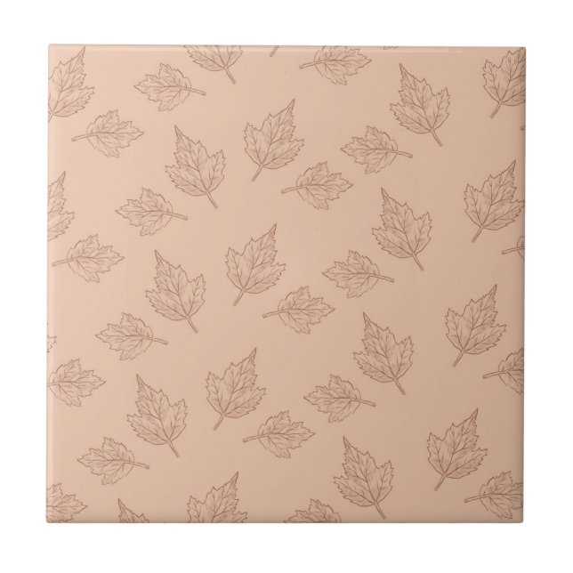 Brown Maple Leaves Vintage Line Leaf Pattern  Tile (Front)