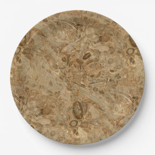 Brown Marble Fossil Look Paper Plate