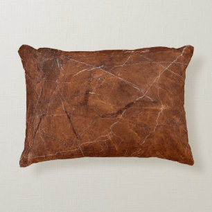 Brown Marble Glossy: Luxury Texture Background Accent Pillow