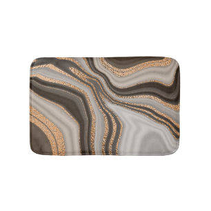 Brown Marble Gold Vintage Design Bath Mat