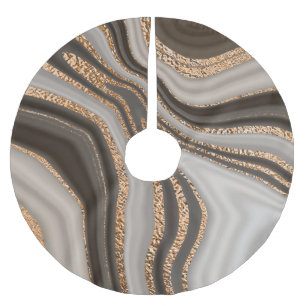Brown Marble Gold Vintage Design Brushed Polyester Tree Skirt