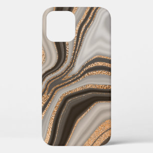Brown Marble Gold Vintage Design iPhone 12 Case