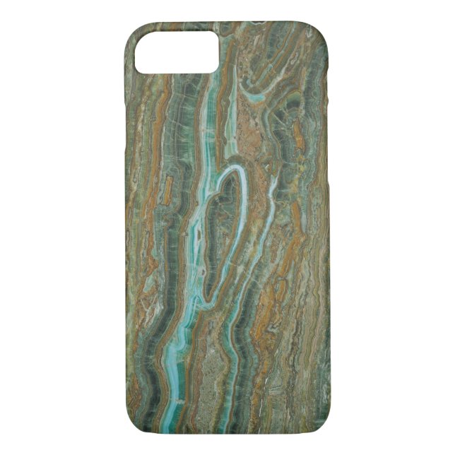 Brown Marble Light Blue Accents Case-Mate iPhone Case (Back)