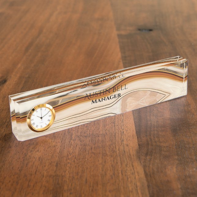 Brown Marble Personalized  Nameplate (Side)