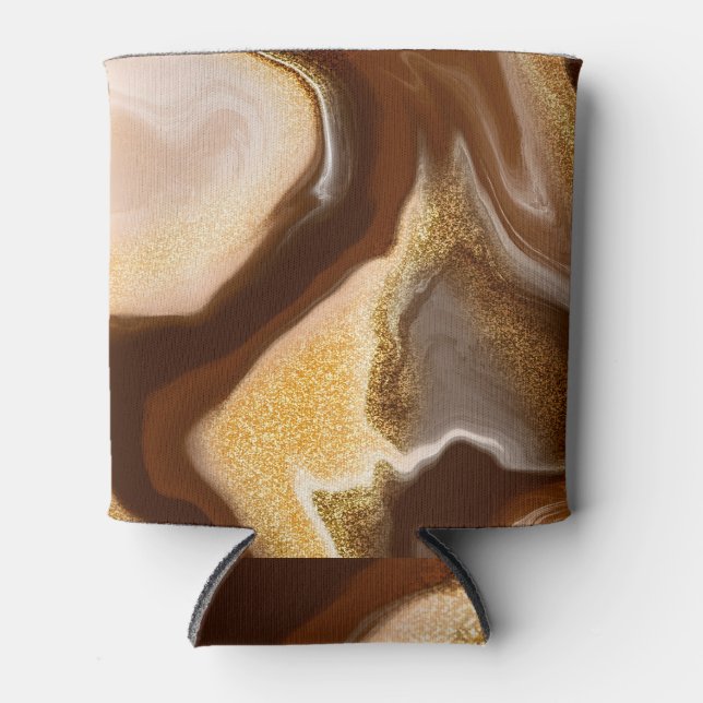 Brown marble texture: fluid abstract can cooler (Front)