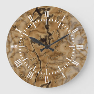 Brown Marble Texture Large Clock
