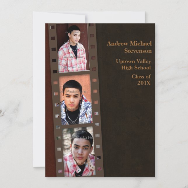 Brown, Maroon Color Block Grad Carte photo (Devant)