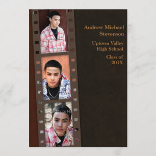 Brown, Maroon Colour Block Grad Photo Card