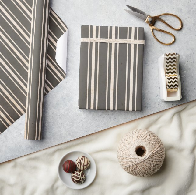 Brown Masala Vintage Stripe Wrapping Paper (Crafts)