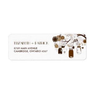 Brown Mason Jars and Flowers Autumn Address Label