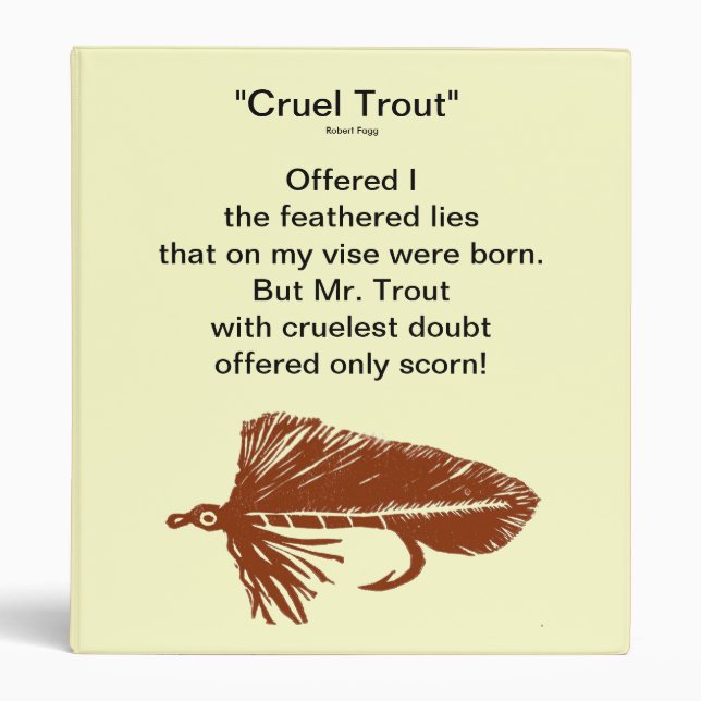 "Brown Matuka-CRUEL TROUT" Fly Fishing Journal Binder (Front)
