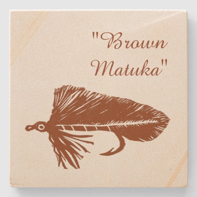 Brown Matuka fly tying and fishing streamer Stone Coaster (Front)