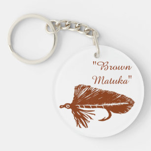 Brown Matuka streamer for fly fishing, fly tying Keychain