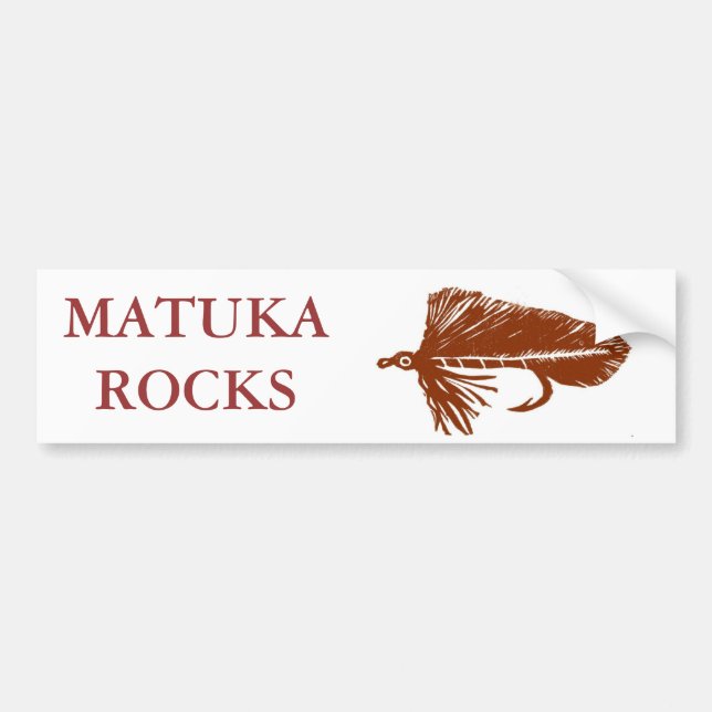 Brown Matuka trout fly streamer lure Bumper Sticker (Front)