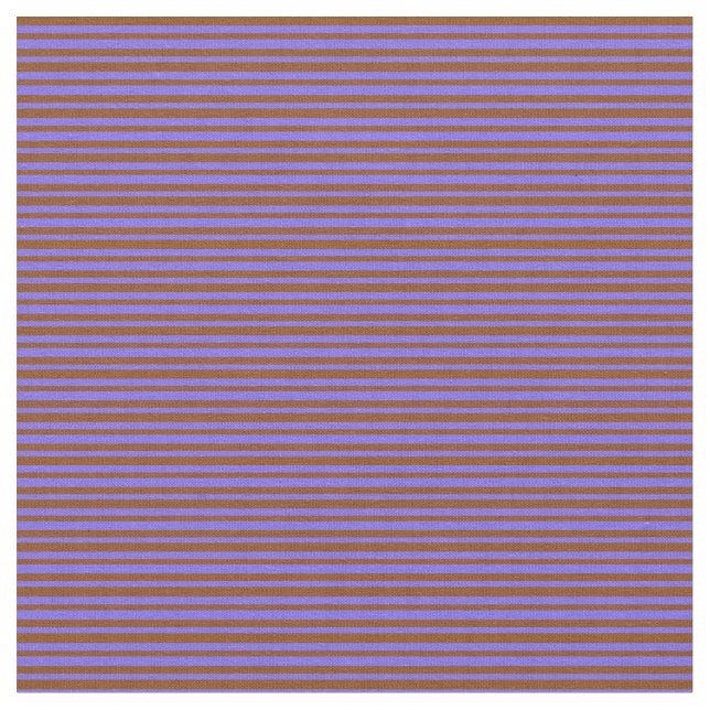 Brown & Medium Slate Blue Coloured Stripes Fabric (Close Up)