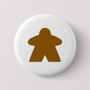 Brown Meeple Board Game Piece 2 Inch Round Button
