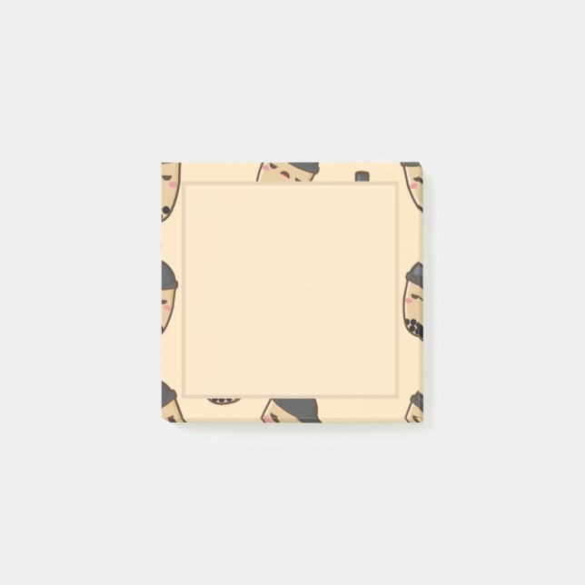 Brown Milk Tea Bubble Tea Boba Cute Sticky Notes (Front)