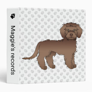 Brown Mini Goldendoodle Cartoon Dog & Text Binder