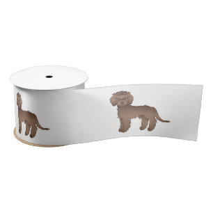 Brown Mini Goldendoodle Cute Cartoon Dogs Satin Ribbon