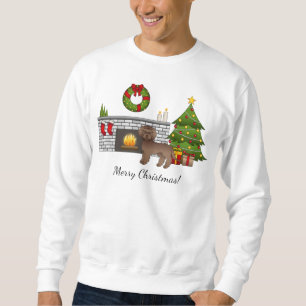 Brown Mini Goldendoodle - Festive Christmas Room Sweatshirt