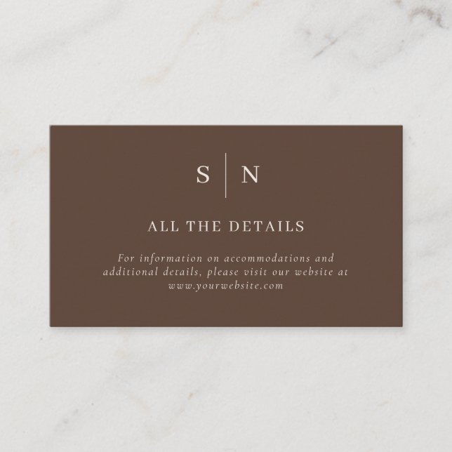 Brown Minimal and Chic | Wedding Details Enclosure Card (Front)