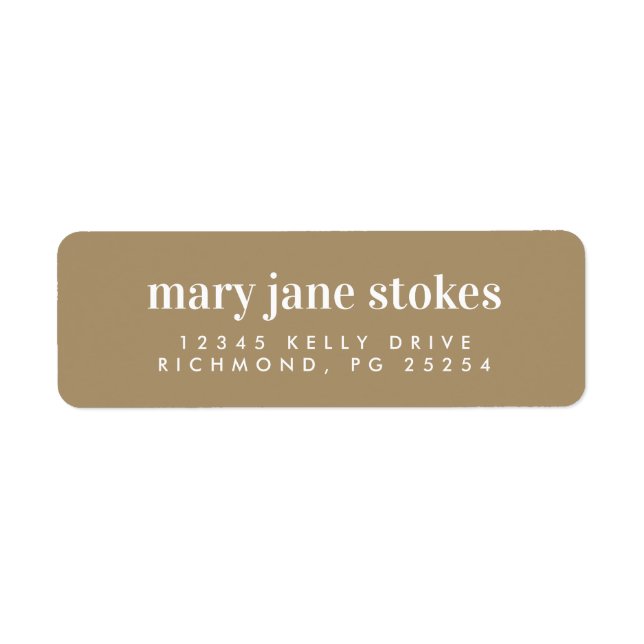 Brown Minimal Moderne Typographie Adresse de retou (Devant)