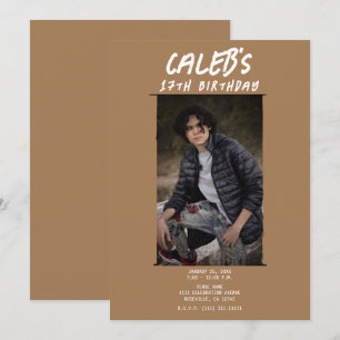 Brown Minimal Photography Photo Birthday Party Invitation