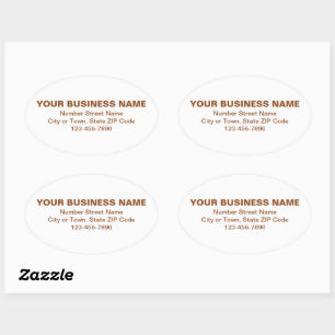 Brown Minimal Plain Texts of Brand on White Oval Sticker