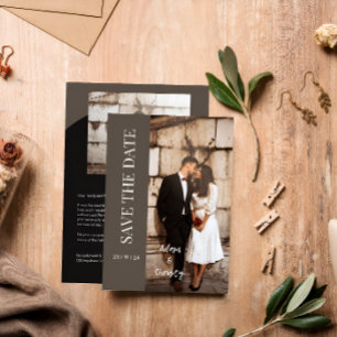 Brown Minimalist Black Photo Personalized Wedding  Invitation