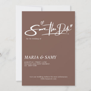 Brown Minimalist bohemian wedding Save The Date