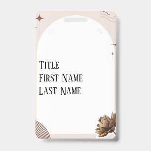 Brown Minimalist Boho Notes Customizable Badge