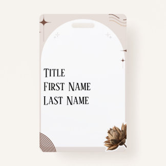 Brown Minimalist Boho Notes Customizable Badge
