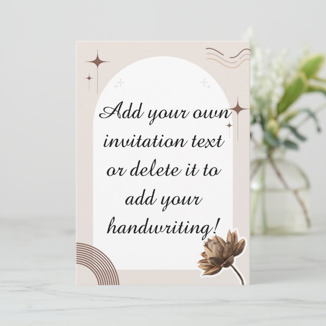 Brown Minimalist Boho Notes Customizable Invitation (Standing Front)