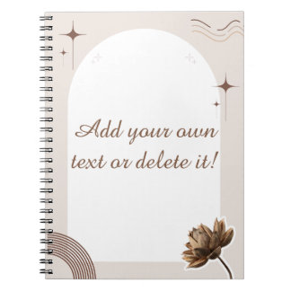 Brown Minimalist Boho Notes Customizable Notebook